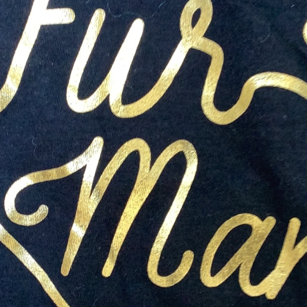 Black & Gold Metallic 'Fur Mama' Dog Paw Print Heart‎ Women’s T-Shirt Small NWT - Picture 6 of 7